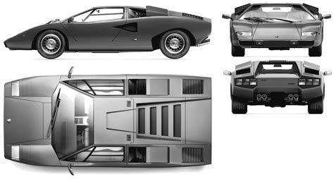 Lamborghini Countach LP400 1971 Blueprint - Download free blueprint for ...