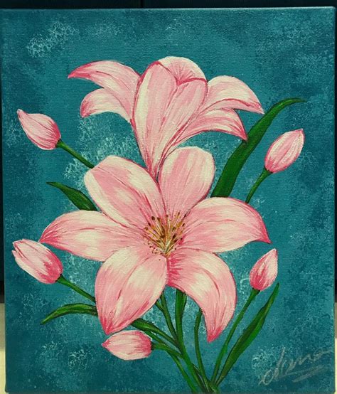 Lily Flowers - Etsy | Flower painting canvas, Flower art drawing, Flower painting