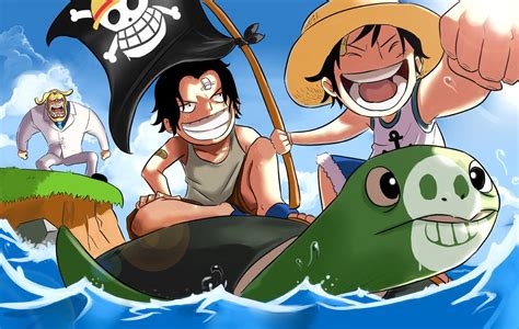 One Piece Luffy Ace and Garp | Ace and luffy, One piece luffy, Anime