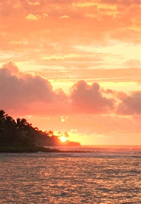 The golden pink rays of a glowing Hawaiian sunset. Hawaiian Sunset ...