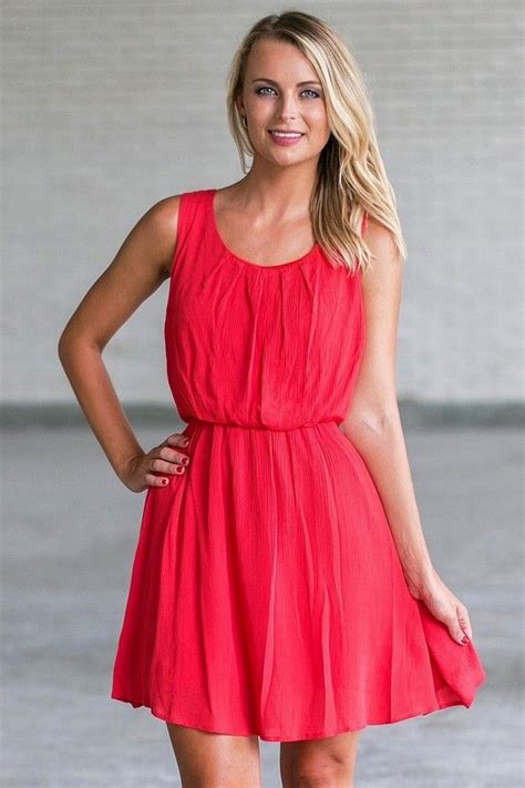 Day After Day Tie-Back Blouson Dress in Red | Red sundress, Summer ...