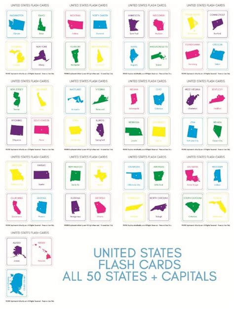 States And Capitals Flashcards Printables