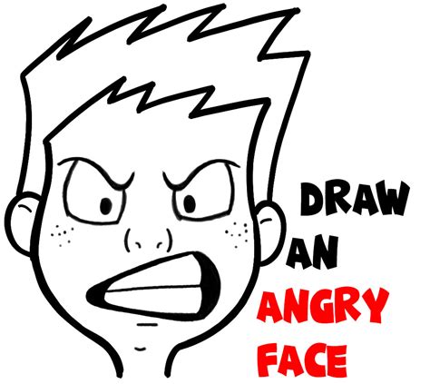 How to Draw Cartoon Facial Expressions : Angry, Furious, Mad - How to Draw Step by Step Drawing ...