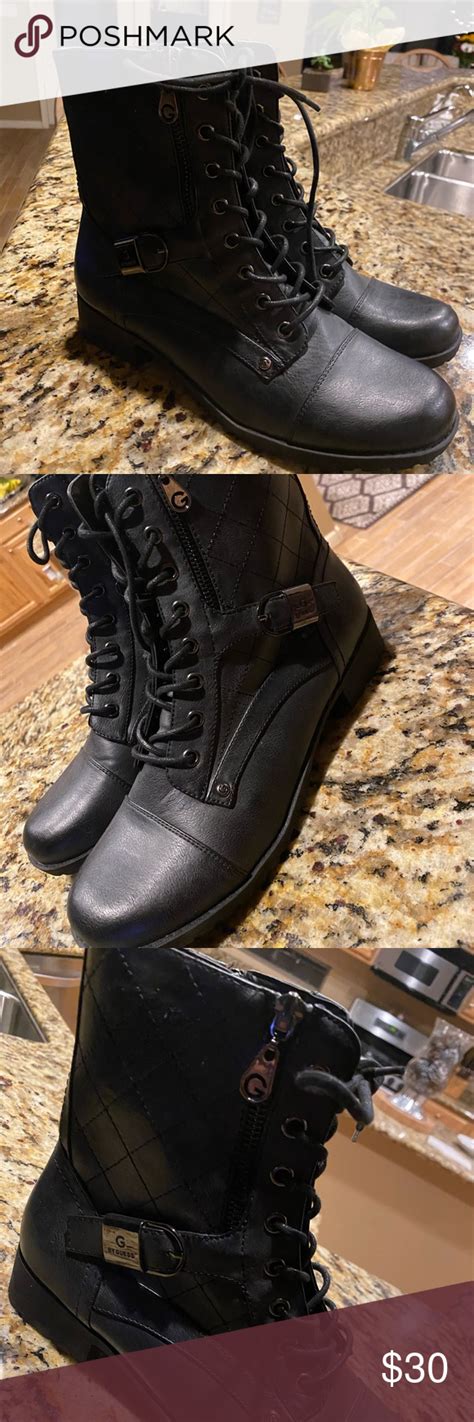 Guess Black Pleated Combat Boots in 2020 | Combat boots, Boots, Cute combat boots