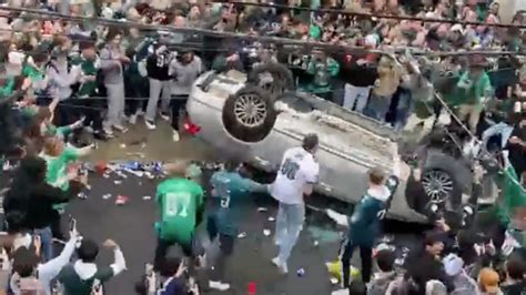 Eagles Fans Pregame Super Bowl LVII By Flipping Parked Car