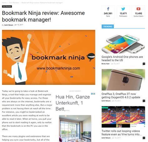 Bookmark Ninja: Reviews of Ninja by 2 tech blogs