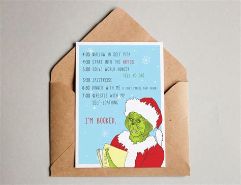 Grinch Christmas Card, Holiday Greeting Card, Funny Christmas Card, Card for Best friend ...