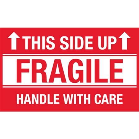 This Side Up Fragile Handle With Care - Large 3 x 5 | Carlton Industries