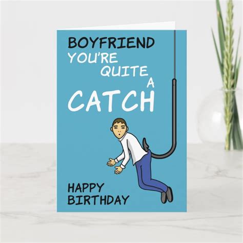 Boyfriend Fishing Pun Birthday Card | Zazzle