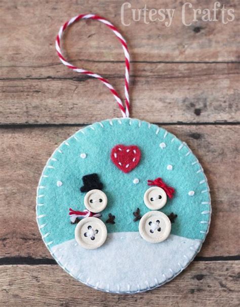 Button and Felt DIY Christmas Ornaments - Cutesy Crafts