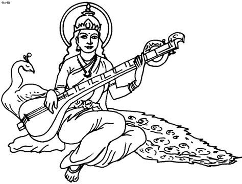 Goddess Saraswati Coloring Pages - Manuel Silver's Coloring Pages