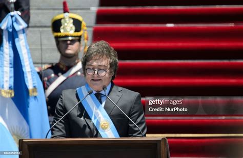 President Javier Milei is delivering his speech following his... News ...