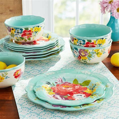 The Pioneer Woman Sweet Romance Blossom 12-Piece Dinnerware Set ...