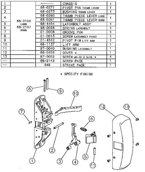 Sargent 68-0406 Chasis Cover For 80 Series Exit Trim Device