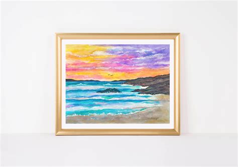 SEASCAPE AT SUNSET Watercolor Print Sunset Painting Print - Etsy