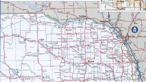 Map of Nebraska Eastern,Free highway road map NE with cities towns counties