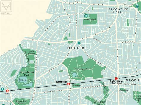 Barking & Dagenham (London borough) retro map giclee print – Mike Hall Maps & illustration