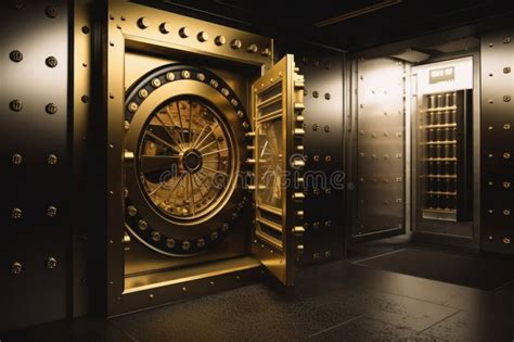 Bank Vault with Open Door, Revealing Stacks of Gold Bars Inside ...