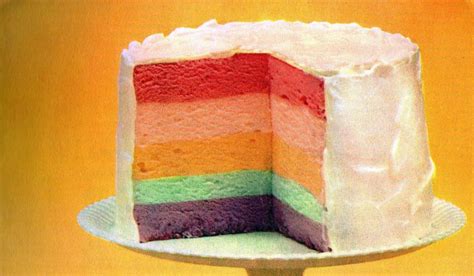 Retro rainbow cake recipe with 5 layers of fluffy whipped Jello - Click Americana