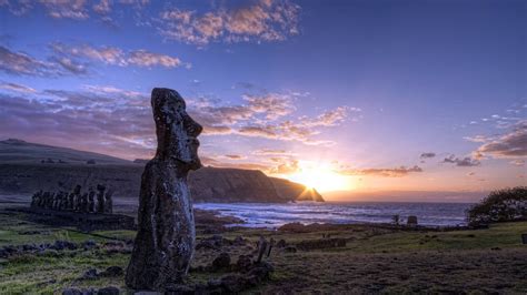 Moai Statues ,Easter Island, nature, sunset, landscape, statue HD ...