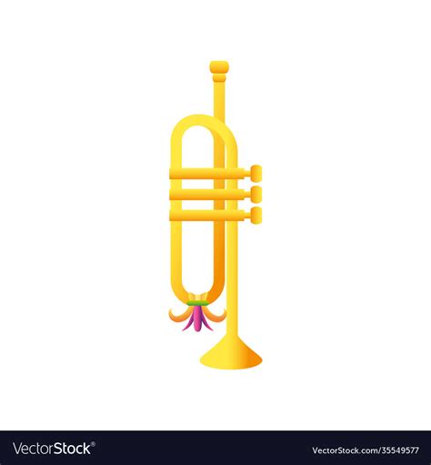 Mardi gras trumpet music instrument with feathers Vector Image