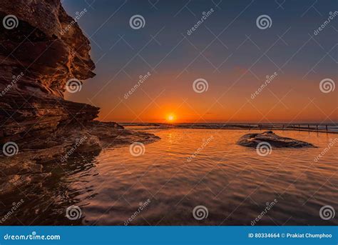 Sunrise on the Rock Pool at North Curl Curl Beach, Sydney, Australia ...