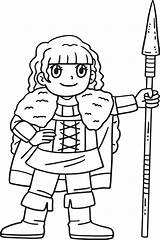 Viking With Spear Isolated Coloring Page For Kids Stock Image  sketch template