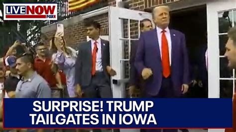 Trump Tailgate: Donald Trump surprises fraternity at Iowa/Iowa State ...