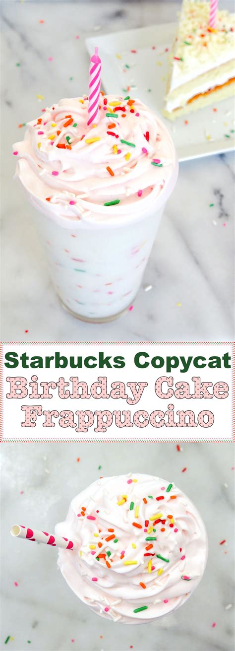 The Starbucks Copycat Birthday Cake Frappuccino mixes vanilla and hazelnut and is topped with a ...