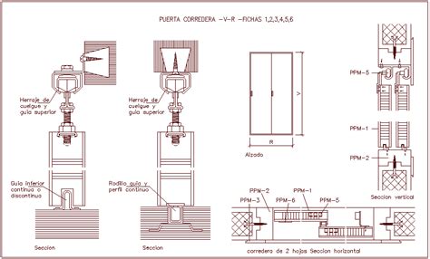 Horizontal and vertical section view of sliding door design dwg file ...