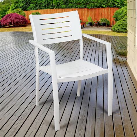 Atlantic Jordan White Stackable Aluminum Outdoor Dining Chair (4-Pack)-SC_4PORTNELCH_WHT - The ...