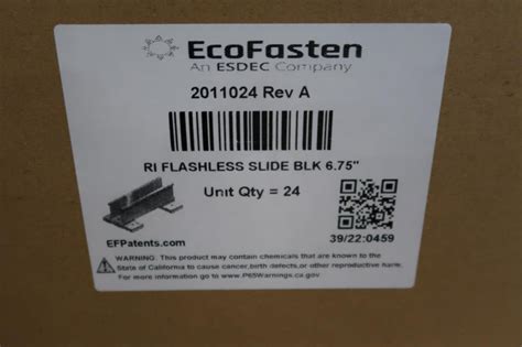 EcoFasten 2011024 REV D Lot: (5) Boxes of Rock-It System 6.75" Black Aluminum Smart Slide Bracket