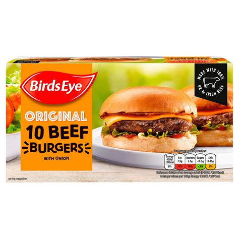 Birds Eye Original 10 Beef Burgers with Onion 567g | Burgers | Iceland ...