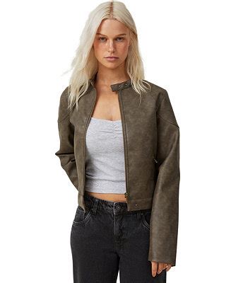 COTTON ON Women's Faux Leather Moto Jacket - Macy's