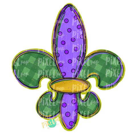 Fleur de Lis PNG | Mardi Gras Fleur de Lis Design | New Orleans Art | Hand Painted Design ...