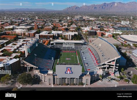 An aerial view of Arizona Stadium, Tuesday, March 2, 2021, in Tucson ...