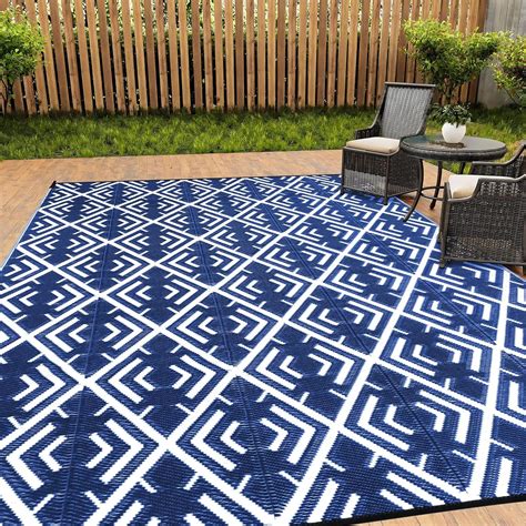 HUGEAR 5'x8' Reversible Straw Outdoor Rug, Waterproof Patio, Deck, Pool, Balcony, RV and Camping ...