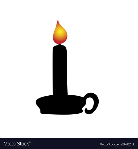 Silhouette christmas fashioned lit candle Vector Image