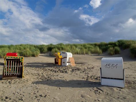 Beautiful Shot of Beach Chairs on the Sandy Shore of North Sea on Juist ...