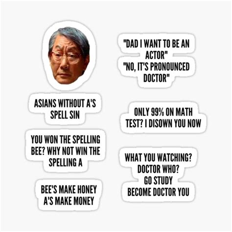 "Funny Asian Parents Quotes Meme Sticker Pack - Version 2" Sticker for ...