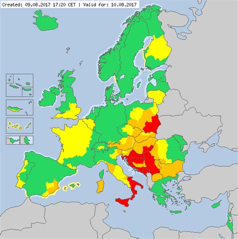 Valid for 10.08. 2017 Meteoalarm - severe weather warnings for Europe - Mainpage | Weather ...