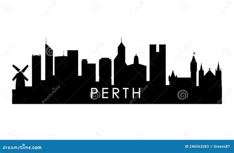 Perth skyline silhouette. stock vector. Illustration of cityscape ...