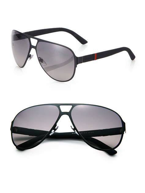 Gucci Metal Navigator Sunglasses in Black for Men | Lyst