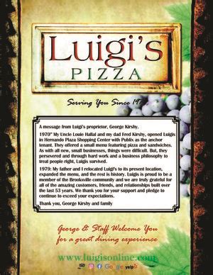 Menu — Luigi's Pizza