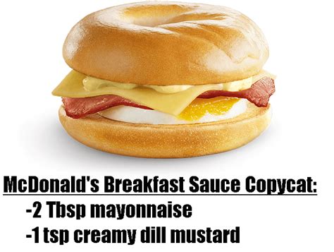 an advertisement for mcdonald's breakfast sauce copypaat with bacon and ...