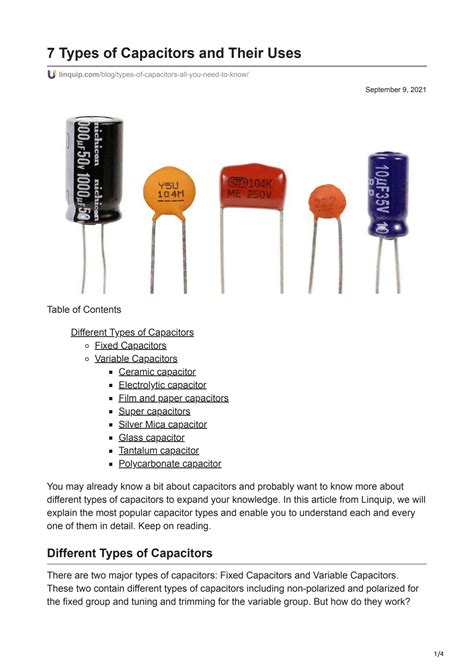 SOLUTION: Capacitors types and their uses academic class notes - Studypool