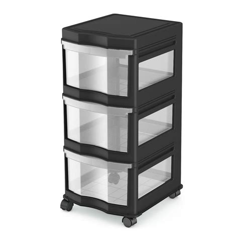 Life Story Classic 3 Shelf Storage Organizer Plastic Drawers, Black (3 ...