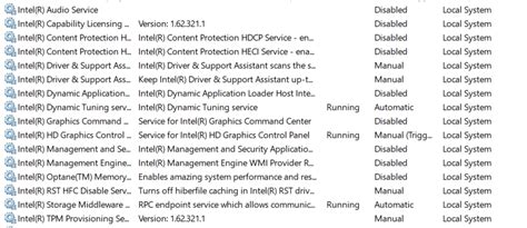 Which intel services should I disable or enable? : r/intel