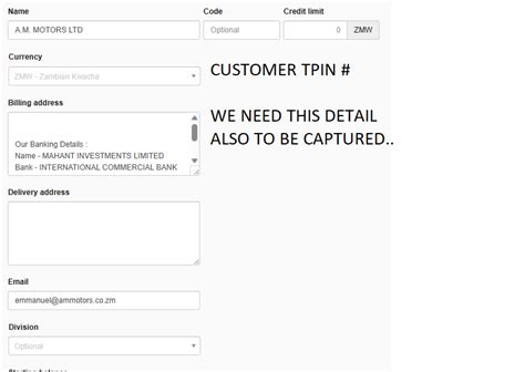 Customer tpin column along with client - Manager Forum