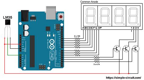 Interfacing Arduino with LM35 sensor and 7-segment display